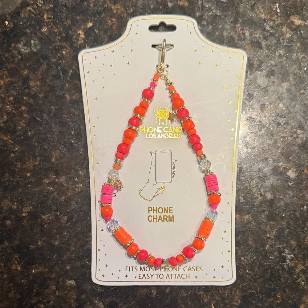 Phone Candi Los Angeles Pink and Orange Phone Charm Wristlet NEW